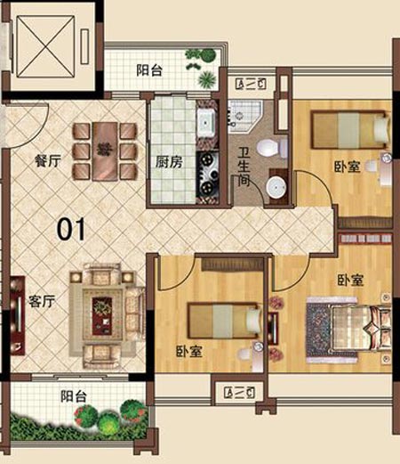 网信快3·(中国游)官方网站瓷砖利用成效：大沥碧桂园·华府01户型装建成效鉴赏